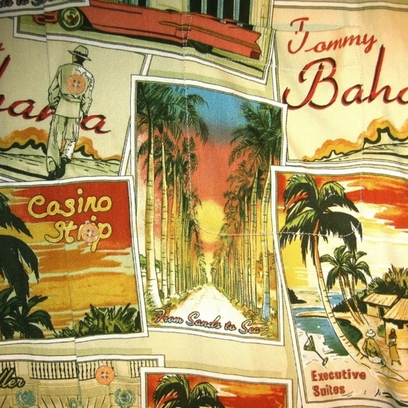 Tommy Bahama Men’s Silk Vegas Post Card Shirt L - Picture 6 of 7